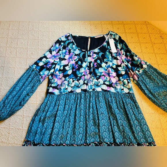 Soft Surroundings Ladies Dress Size XL NWT Night Bloom Floral Print Boho Style - Picture 2 of 5